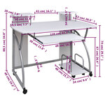 vidaXL Bureau d'ordinateur Blanc 110x52x88 5 cm Bois d’ingénierie
