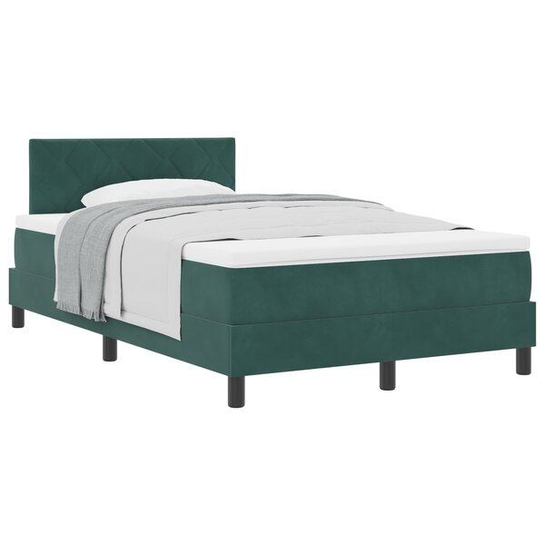 Lit box spring vidaXL avec matelas Vert foncé 120x200 cm Velours