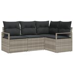 Ensemble de Canapés de Jardin 4 pièces vidaXL avec Coussins Gris Clair Poly Rattan