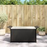 vidaXL Banc de jardin avec coussin noir 116x46x57 cm résine tressée