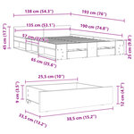 vidaXL Cadre de lit à tiroirs chêne fumé 135x190 cm bois d'ingénierie