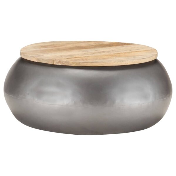 vidaXL Table basse Gris 68x68x30 cm Bois de manguier solide