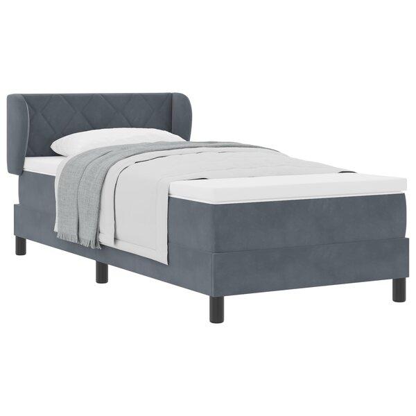 vidaXL Lit Boxspring avec Matelas Gris Foncé 100x200 cm Velours