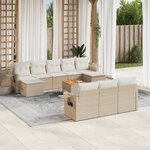 vidaXL Salon de jardin 11 Pièces avec coussins beige résine tressée