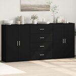 vidaXL Buffets 3 Pièces noir 60x31x84 cm bois d'ingénierie