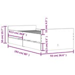 vidaXL Cadre de lit avec tiroirs chêne fumé 90x190 cm