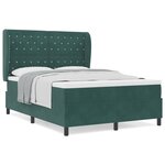 Lit Box Spring vidaXL avec Matelas  Vert Foncé  140x190 cm  Velours