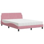 vidaXL Lit avec matelas rose 140x200 cm velours