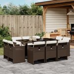 vidaXL Ensemble à manger de jardin et coussins 11 Pièces marron rotin