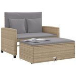 vidaXL Canapé de jardin avec coussins 2 places beige résine tressée