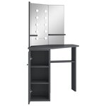 vidaXL Coiffeuse d'angle avec LED Gris 111x54x141 5 cm