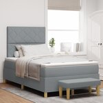 vidaXL lit à ressorts avec matelas et banc gris clair 120x190 cm tissu