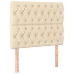 vidaXL Sommier à lattes de lit et matelas et LED Crème 90x190 cm Tissu