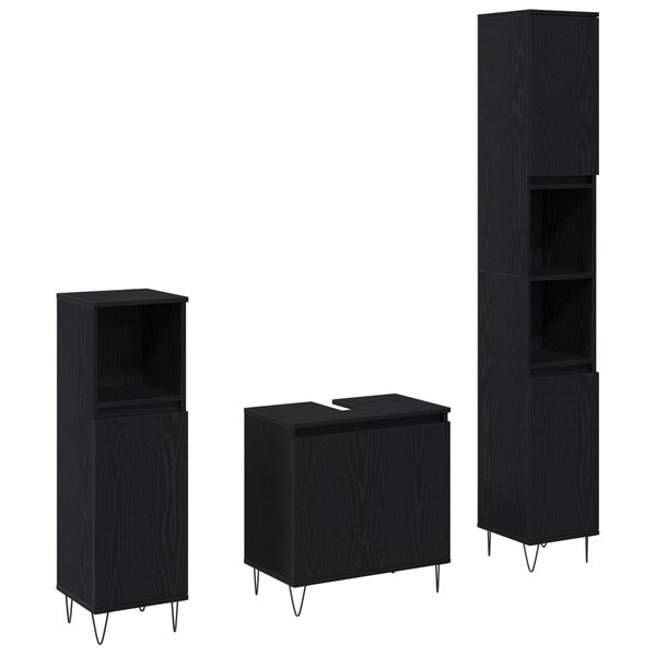 vidaXL Ensemble de meubles de salle de bain 3 pièces Chêne noir Bois d'ingénierie
