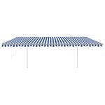 vidaXL Auvent automatique capteur de vent/LED 6x3 m Bleu et blanc
