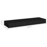 vidaXL Étagère murale flottante avec tiroir Noir 80x25x8 cm