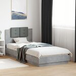 vidaXL Cadre de lit tête de lit et lumières LED gris béton 100x200 cm