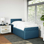 vidaXL Sommier à lattes de lit avec matelas bleu 90x200 cm velours