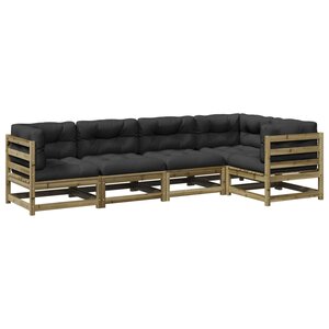 vidaXL Salon de jardin 5 Pièces avec coussins bois de pin imprégné