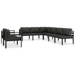 Salon de jardin meuble d'extérieur ensemble de mobilier 8 pièces avec coussins aluminium anthracite 02_0017465