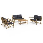 vidaXL Salon de jardin 5 Pièces avec coussins gris foncé bambou