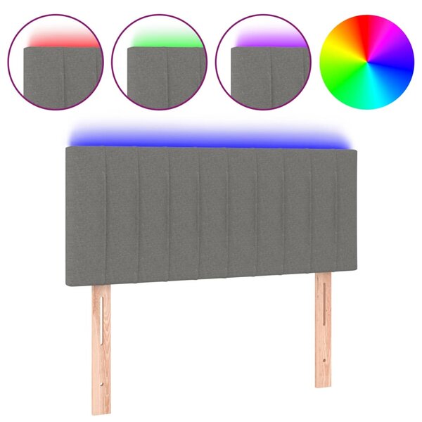 vidaXL Tête de lit à LED Gris foncé 80x5x78/88 cm Tissu