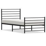 vidaXL Cadre de lit métal avec tête de lit/pied de lit noir 75x190 cm