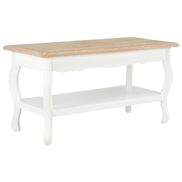 vidaXL Table basse Blanc et marron 87 5x42x44 cm Bois de pin massif