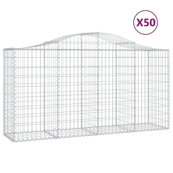 vidaXL Paniers à gabions arqués 50 Pièces 200x50x100/120 cm fer galvanisé