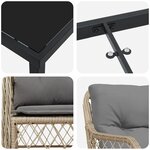 vidaXL Set de salle à manger de jardin 5 pièces avec coussins beige poly rotin