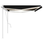 vidaXL Auvent manuel rétractable avec LED 5x3 m Anthracite