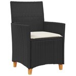 vidaXL Set de salle à manger de jardin 3 pièces avec coussins Noir poly-rattan
