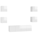 vidaXL Ensemble de meubles TV 6 Pièces Blanc brillant Bois d'ingénierie