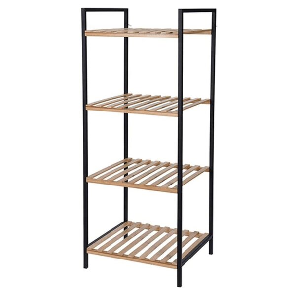 Bathroom Solutions Support de rangement et 4 étagères Bambou et acier