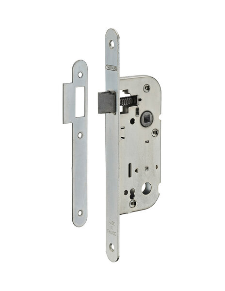 THIRARD - Serrure encastrable bec de cane type GDF  axe 40mm  bouts ronds  carré 6x9 mm  blanc