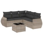 vidaXL Salon de jardin 6 Pièces avec coussins gris clair résine tressée