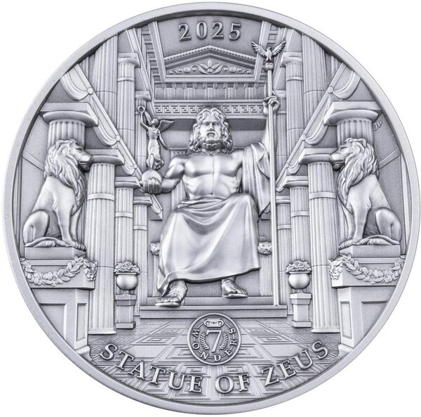 Pièce de monnaie en Argent 10 Dollars g 100 Millésime 2025 Seven Wonders of the World STATUE OF ZEUS
