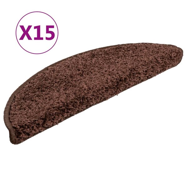 vidaXL Tapis d'escalier 15 Pièces marron 56x17x3 cm