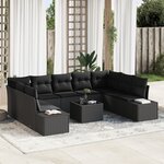 vidaXL Canapé de jardin 10 pièces avec coussins en poly rotin beige