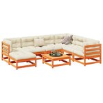 vidaXL Salon de jardin 8 Pièces avec coussins marron cire bois pin massif