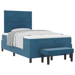 vidaXL Lit à Ressorts avec Matelas & Banc Bleu Foncé 120x200 cm Velours