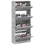 vidaXL Armoire à chaussures 4 tiroirs rabattables gris béton