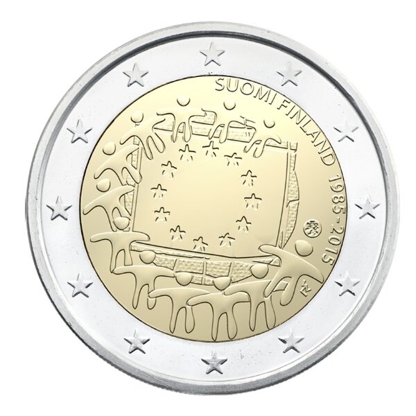 Pièce de monnaie 2 euro commémorative Finlande 2015 – Drapeau européen