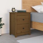 vidaXL Table de chevet Marron miel 50x35x61 5 cm Bois de pin massif