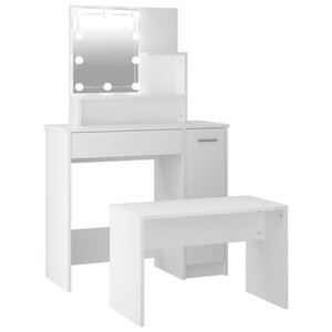 vidaXL Ensemble de coiffeuse avec LED Blanc Bois d'ingénierie