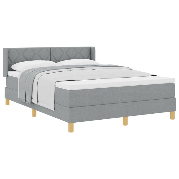 lit à ressort vidaXL avec matelas gris clair 140x200 cm en tissu