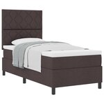 vidaXL Lit à ressort avec matelas marron foncé 90x200 cm tissu