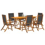 vidaXL Ensemble à manger de jardin 7Pièces bois d'acacia solide textilène