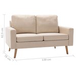vidaXL Ensemble de canapés 2 Pièces Tissu Crème