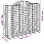 vidaXL Paniers à gabions arqués 13 Pièces 200x50x160/180 cm Fer galvanisé